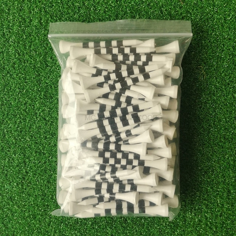 100Pcs/Bag Bamboo Golf Tees Wite Red with Black Stripe Mark Scale 70Mm 83Mm Golf Accesories 2 Size New Colorfull Golf Ball Tee