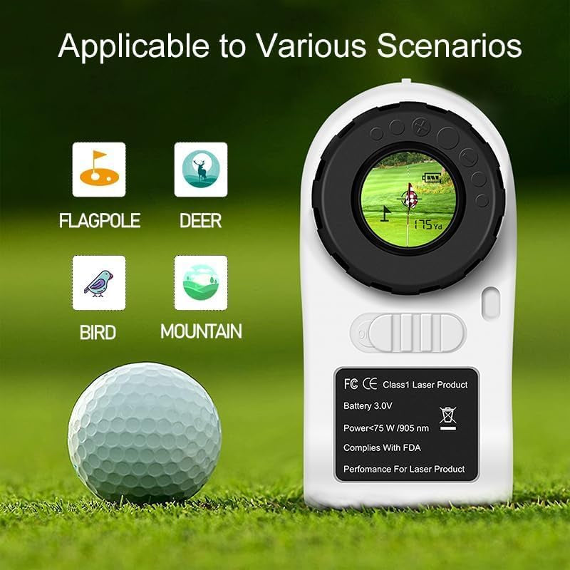 Golf Rangefinder with Slope, 650 Yards Laser Range Finder Golfing, Distance Finder, Flag Pole Locking Vibration︱ Fast Focus System