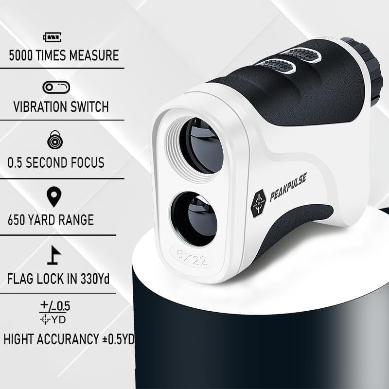 Golf Rangefinder with Slope, 650 Yards Laser Range Finder Golfing, Distance Finder, Flag Pole Locking Vibration︱ Fast Focus System