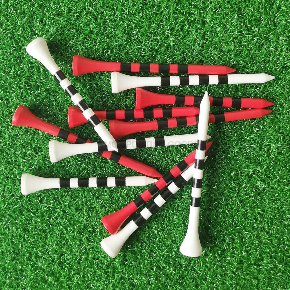 100Pcs/Bag Bamboo Golf Tees Wite Red with Black Stripe Mark Scale 70Mm 83Mm Golf Accesories 2 Size New Colorfull Golf Ball Tee