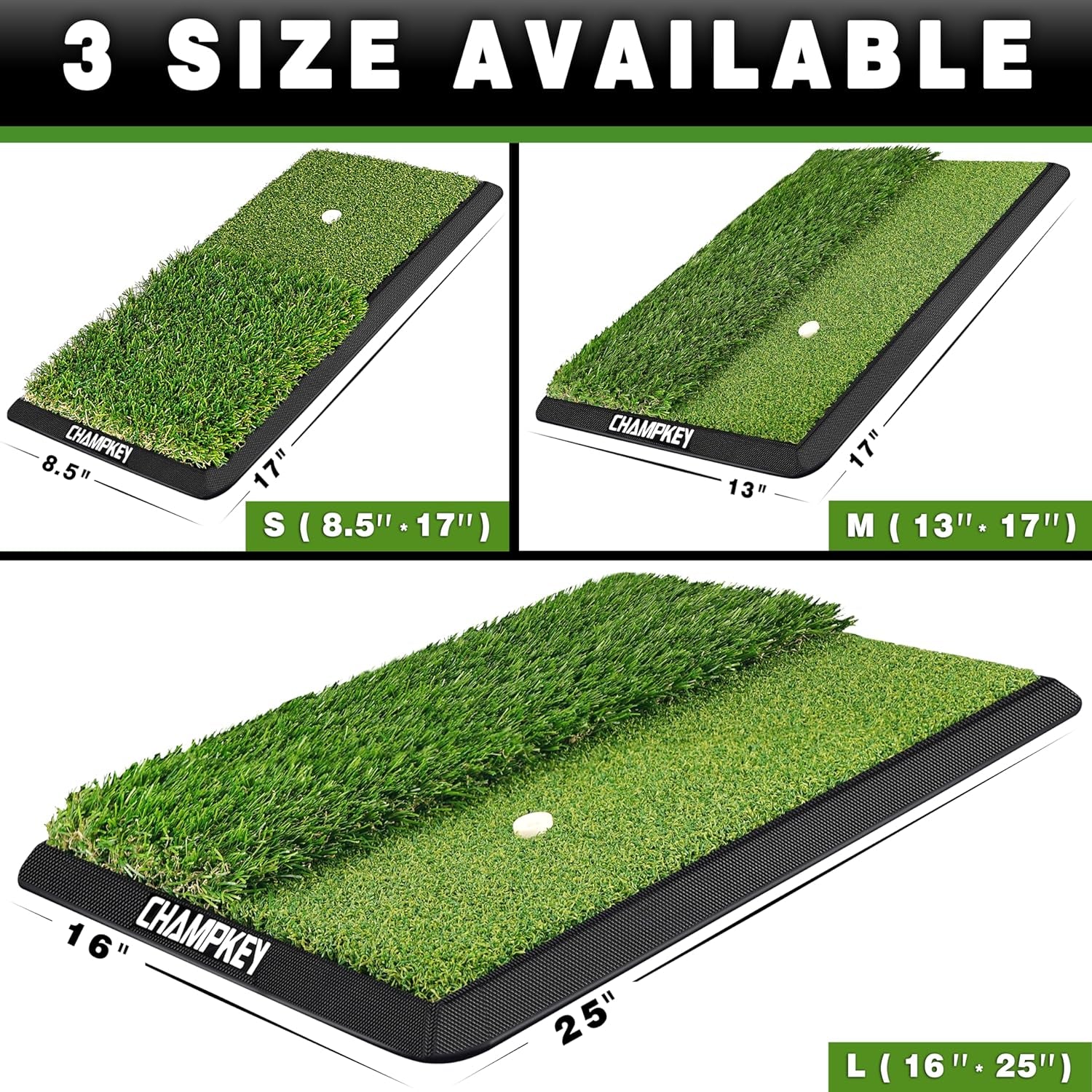 Dual-Turf Golf Hitting Mat | Come with 9 Golf Tees & 1 Rubber Tee | Heavy Duty Rubber Backing Golf Practice Mat Ideal for Indoor & Outdoor Training