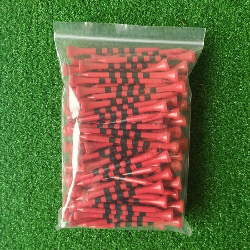 100Pcs/Bag Bamboo Golf Tees Wite Red with Black Stripe Mark Scale 70Mm 83Mm Golf Accesories 2 Size New Colorfull Golf Ball Tee