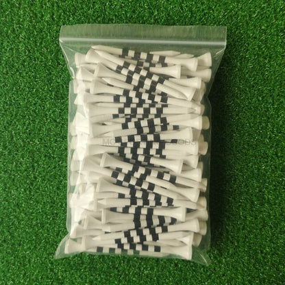 100Pcs/Bag Bamboo Golf Tees Wite Red with Black Stripe Mark Scale 70Mm 83Mm Golf Accesories 2 Size New Colorfull Golf Ball Tee